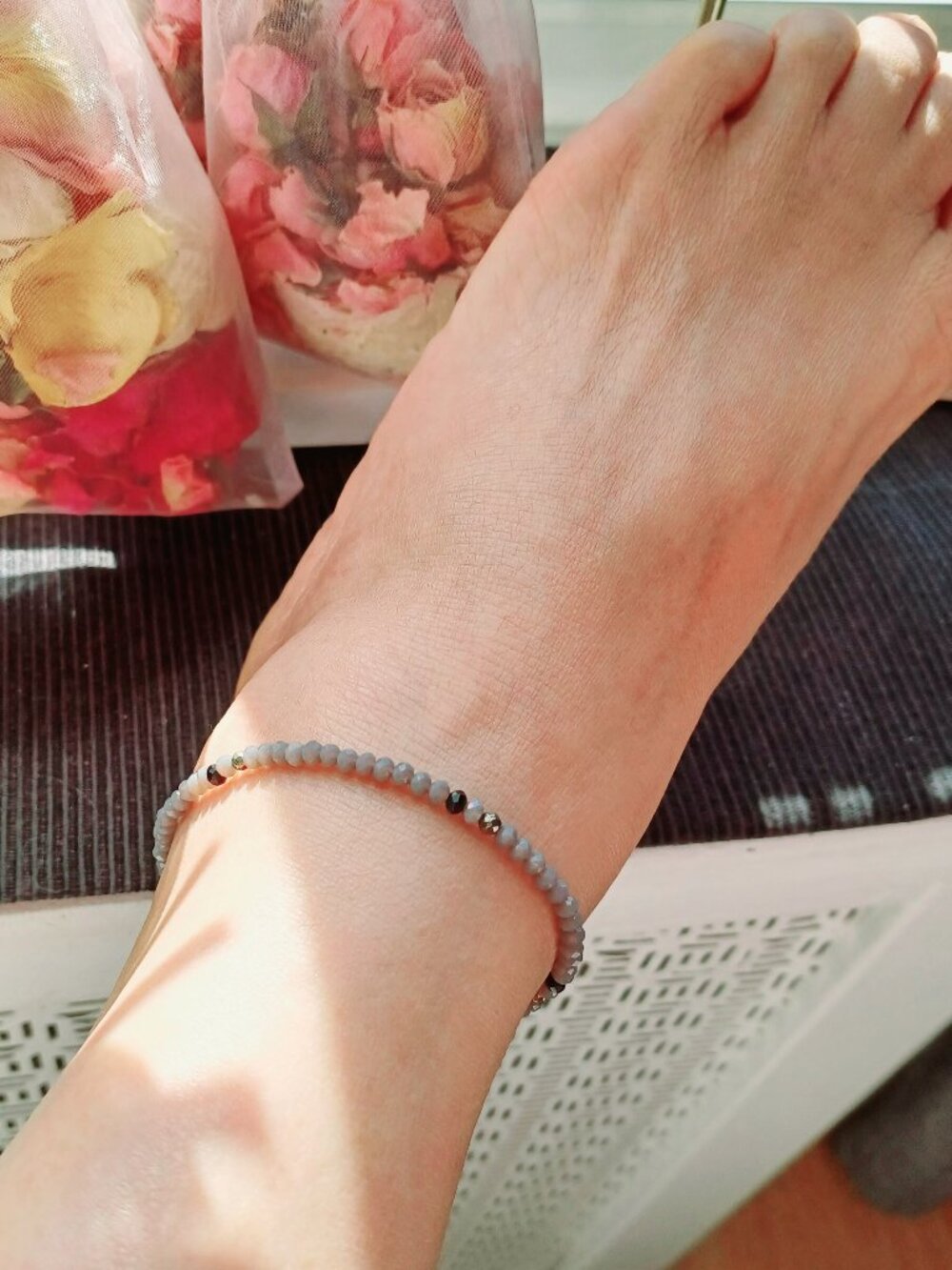 Crystal beads beautiful colors handmade ankle bracelet